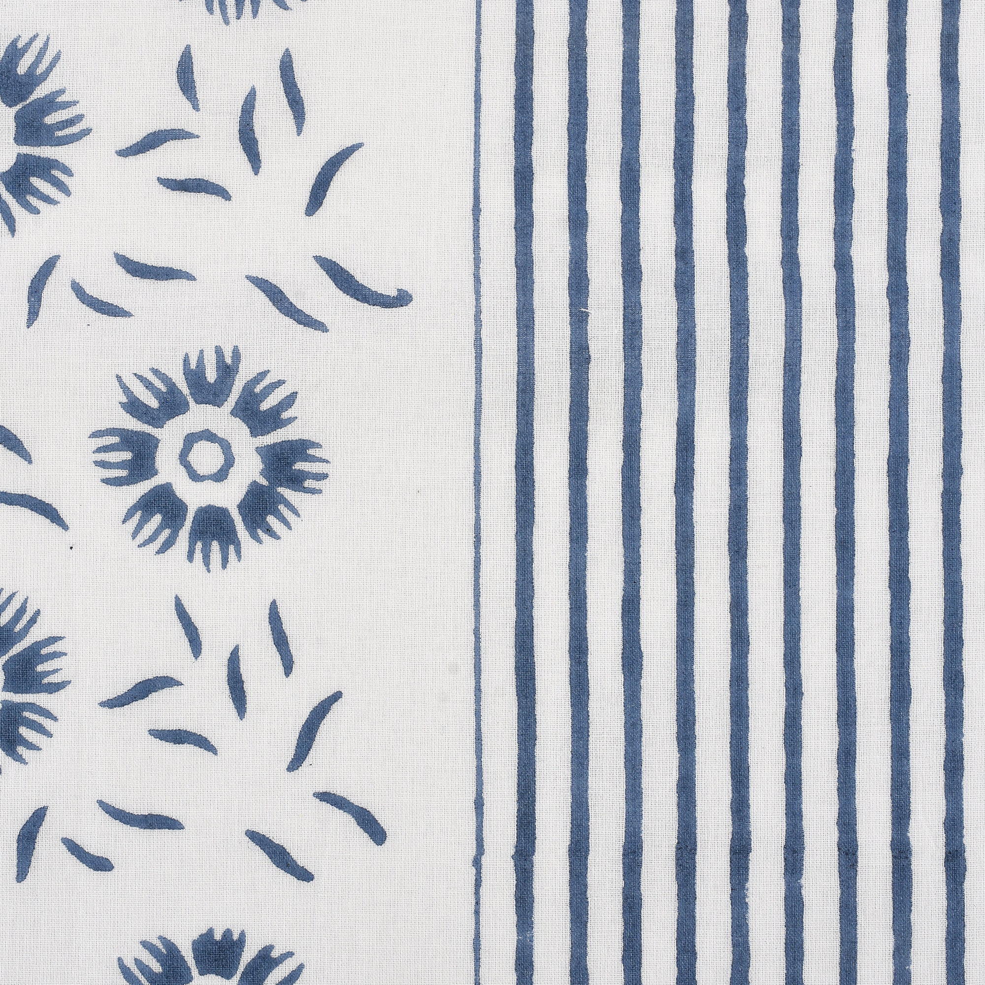 Serviettes De Table Indiennes En Coton Imprimé Main Bleu Et Blanc - Tailles Personnalisables
