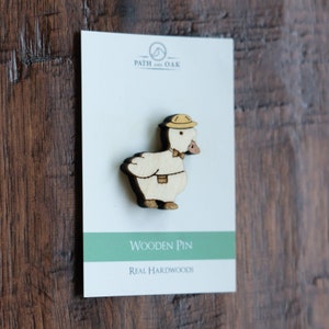 Cute Duck Wood Pin, Wooden brooch, lapel pin duck gift, funny animal pin in enamel pin style image 7