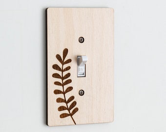 Plant Wood Light Switch Cover Plate | Houseplant Engraved