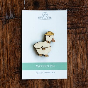 Cute Duck Wood Pin, Wooden brooch, lapel pin duck gift, funny animal pin in enamel pin style image 10