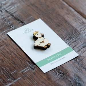 Cute Duck Wood Pin, Wooden brooch, lapel pin duck gift, funny animal pin in enamel pin style image 9