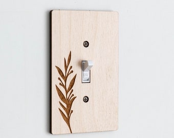 Flower Wood Light Switch Cover Plate | Floral Engraved