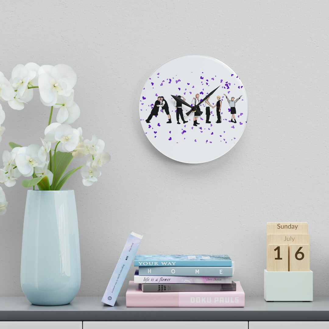 Bts Clock Bts Gift Bts Merch Bt21 Acrylic Wall Clock Etsy