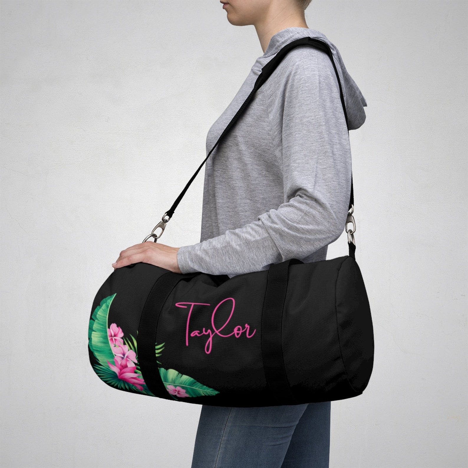 Floral Fitness Bag Tropical Flowers Personalized Gym Bag Etsy