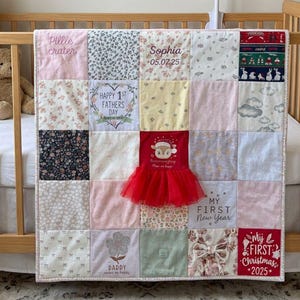 Personalised Baby Clothes Quilt – Custom Patchwork Keepsake Blanket