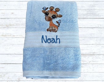 Personalised childs bath towel, embroidered kids towel, custom embroidered towels, Bride and groom gift, baby shower gift, birthday gift