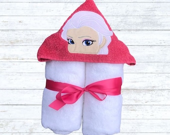 Elsa Hooded Towel: Embroidered Princess Bath Accessory