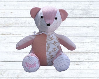 Memory bear from baby clothing, weighted bear, birth weight bear, baby keepsake teddy, bereavement bear, newborn gift idea