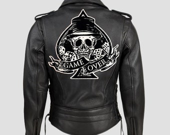 Grote op maat geborduurde patch voor bikervest, aangepaste borduurpatch, opstrijkbare patch geborduurde patch, backpatch, logo patch illustratie