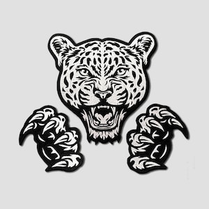 Jaguar with claws Large Embroidered Patch Iron On Patch, Backpatch, Large patch for biker vest