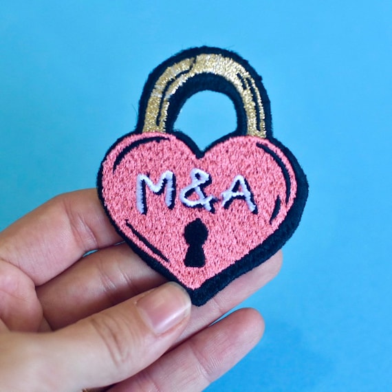Custom Embroidered Heart Patch With Initials Iron on or Sew Etsy