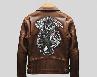 Grim Reaper Anarchy Embroidered Backpatch | Biker Vest Patch