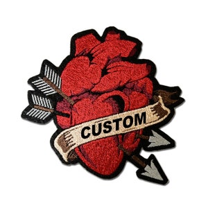 Customisable Anatomical Heart Embroidered Patch, Heart Patch, Embroidered Applique, Iron on Patch, Medical Student Gift, Doctor Patch