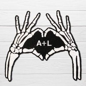 Custom Skeleton hand patch, patch for bridal denim jacket, couple patches, love patch, customised patch, backpatch, iron-on