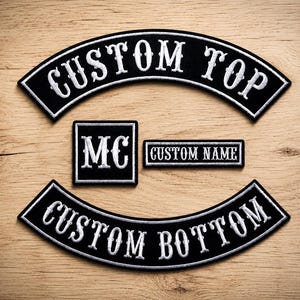 Custom biker rocker patch set - grote motorvest patches op de rug, geborduurde motor rockers opnaaibaar opstrijkbaar, aangepaste naamkaartjes