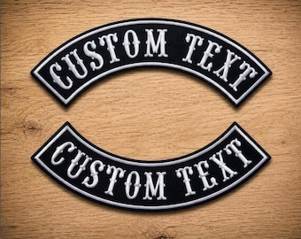 Custom Embroidered Rocker Patch Set, Motorcycle Club Rockers Iron-On Banners for Biker MC Vests