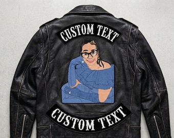 Custom Embroidered Portrait and Rocker Patch Set – Hand-Digitized Face Embroidery