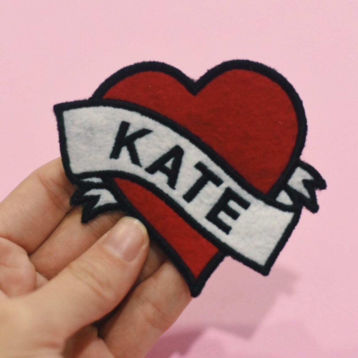 Custom Embroidered Heart Patch With Initials or Name Patch Etsy