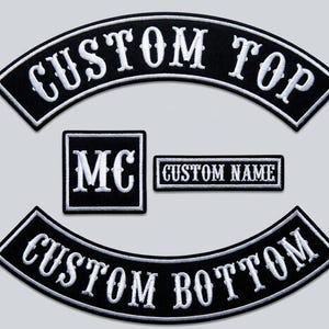 Curved Rocker Patch Custom Biker Rocker Patch Set - Large Motorcycle Vest Back Patches ...