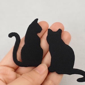 Parche termoadhesivo bordado de gato negro, juego de 2