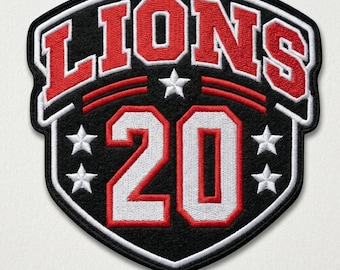 Custom Embroidered Varsity Shield Patch, Personalized Name & Number Crest (Iron-on or Sew-on)