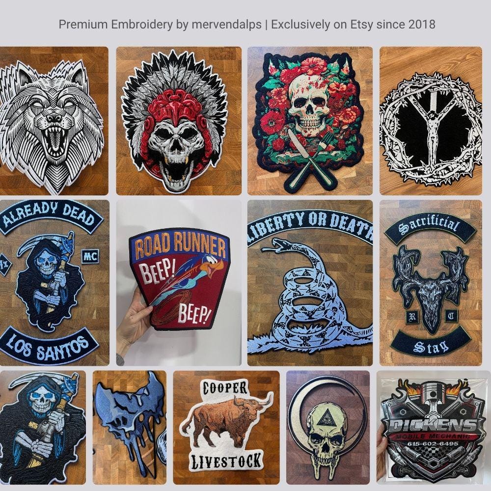 Distance Rider Back Patch Custom Back Patch Set, Embroidered Rocker and Centre Patch for Biker ...