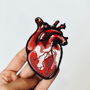 Anatomical Heart Embroidered Patch, Heart Patch, Embroidered Applique, Iron on Patch, Medical Student Gift, DIY embroidery, gift, cardiology