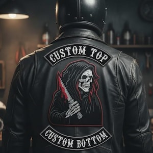 Toppa da motociclista Reaper - Applicazione termoadesiva ricamata per gilet