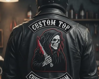 Reaper Biker Patch – Embroidered Iron-On Vest Applique