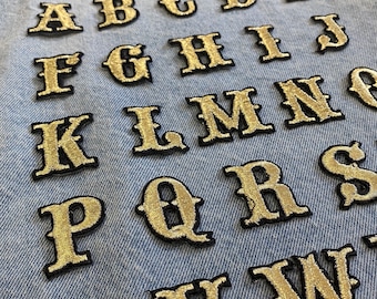 Embroidered Gold Letter Patch, Iron-On Alphabet Applique
