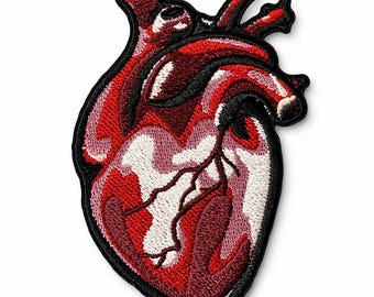 Anatomical Heart Patch | Gothic Embroidered Iron On Patch | Dark Academia Patch | Medical Student Gift | Human Heart Badge | Goth Patch