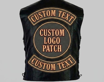 Custom Back Patch Set, Embroidered Rocker and Centre Patch for Biker Vest
