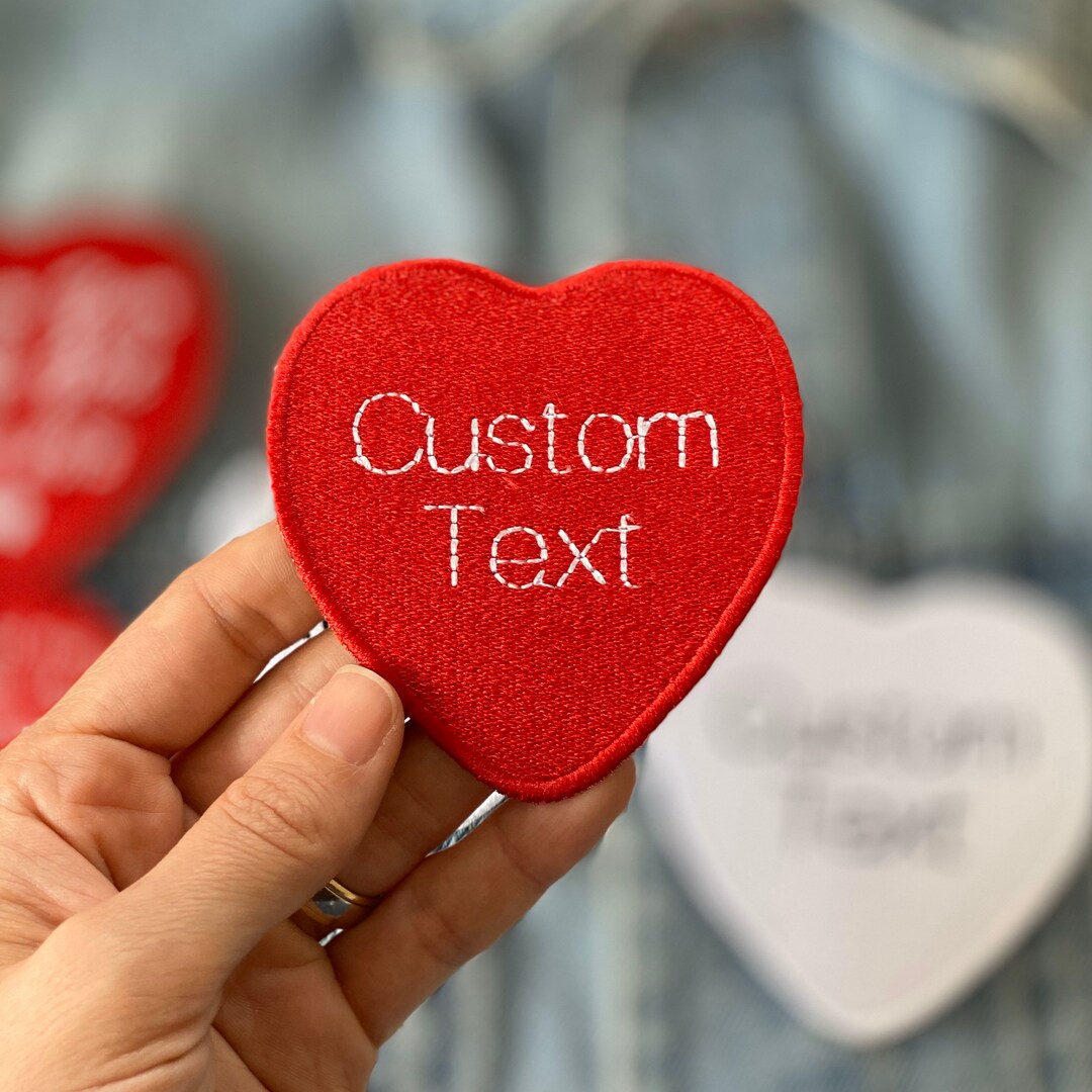 Custom Embroidered Heart Patch, Bridal Message, Message for Dad, Memory