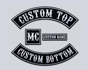 Op maat gemaakte geborduurde rocker-patchset, opstrijkbanners motorclub rockers voor motorvest motorrijder