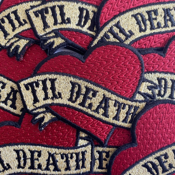 Till death Iron-On patch, love heart embroidered patch, wedding favors, bride to be, gift for the bride, bridal jacket, valentines day