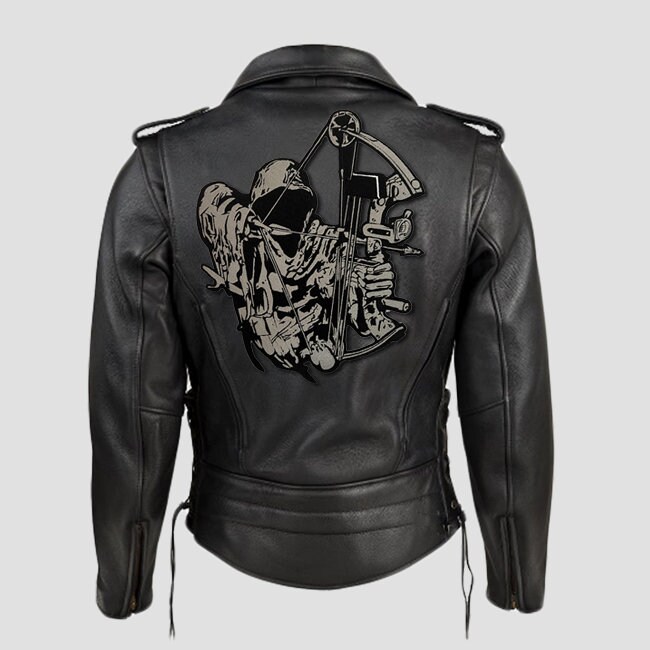 Retired Black Biker Vest Patch - Embroidered Iron On Or Sew On