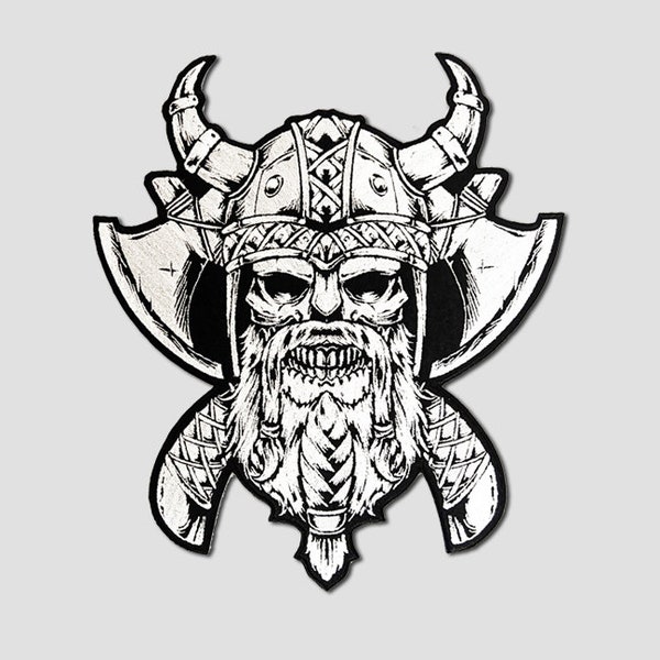 Bearded Viking Large Iron On Patch, Embroidered Patch, Backpatch, Large patch for biker vest,Valhalla, Vikingstyle, Bearded Odin patch