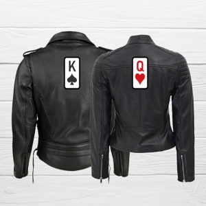 Toppa ricamata King Queen per giacca di jeans da sposa, toppe per coppie, toppa da matrimonio, toppa posteriore, toppa per carte da gioco, re e regina di picche