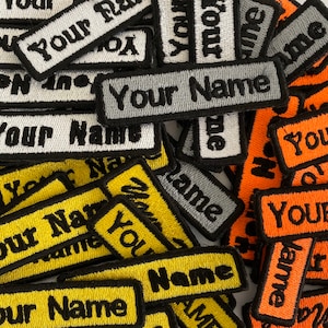 Benutzerdefinierte gestickter Name Patch, zum Aufbügeln, Hakenverschluss Rückseite