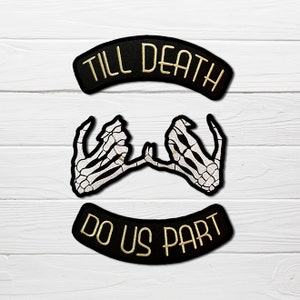 Pinky Promise Skeleton hand patch with till death banner, patch for bridal denim jacket,couple patches,love patch, wedding patch, backpatch
