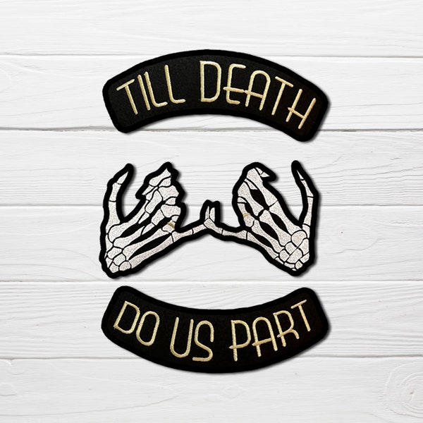 Pinky Promise Skeleton hand patch with till death banner, patch for bridal denim jacket,couple patches,love patch, wedding patch, backpatch