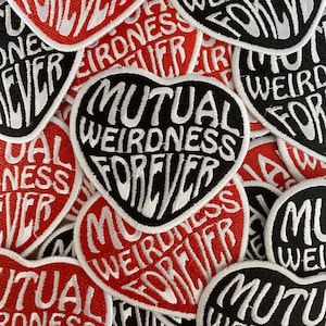 Mutual weirdness forever Iron-On patch, embroidery patch, bridesmaid, gift for the bride, bridal jacket, couple patches, love heart patch