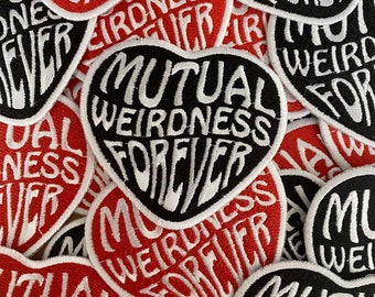 Mutual Weirdness Forever Heart Iron-On Patch, Embroidered Applique