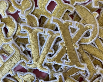2 Inch Gold Embroidered Iron-On Letters, Numbers, Initials
