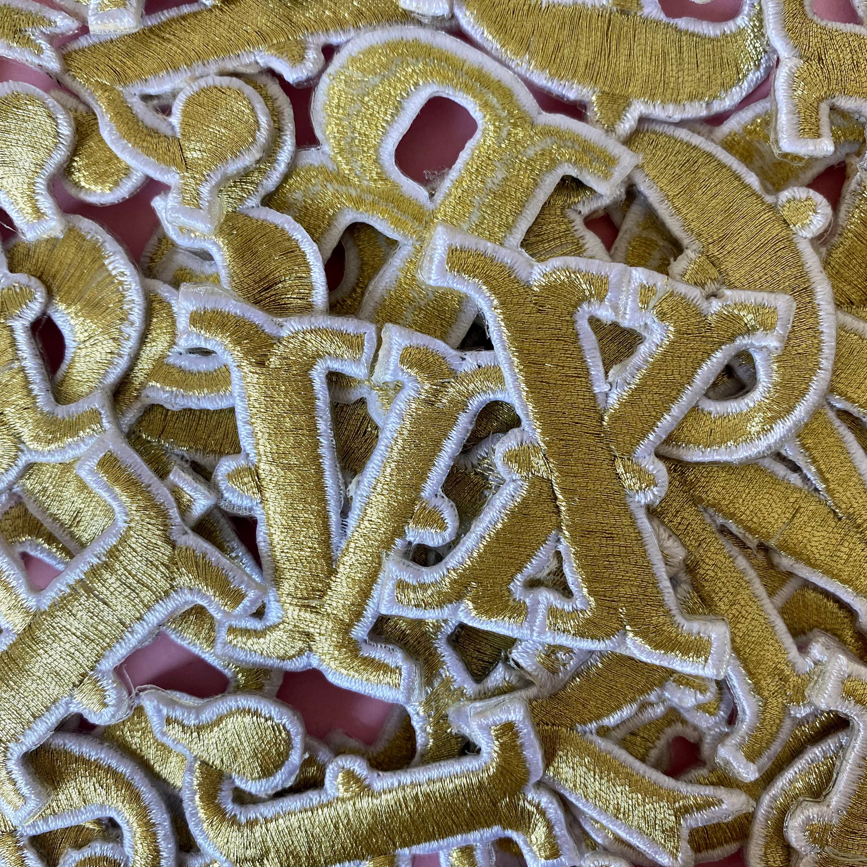2 Inch Gold Embroidered Iron-on Letters, Numbers, Initials - Etsy