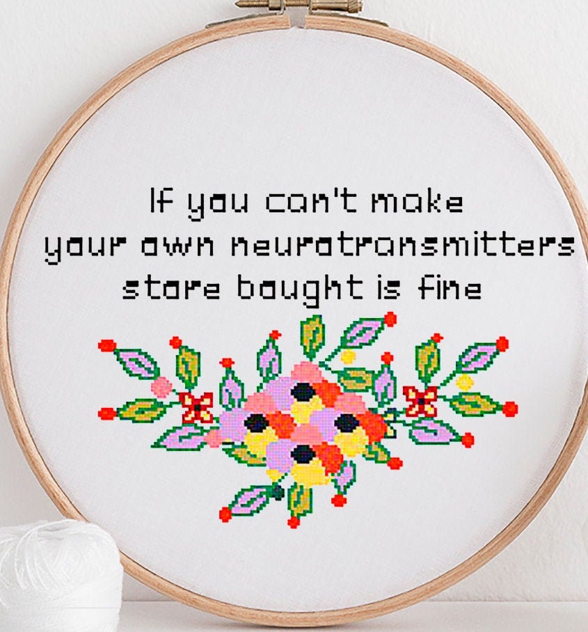 Subversive cross stitch pattern Funny Floral Modern Instant Etsy