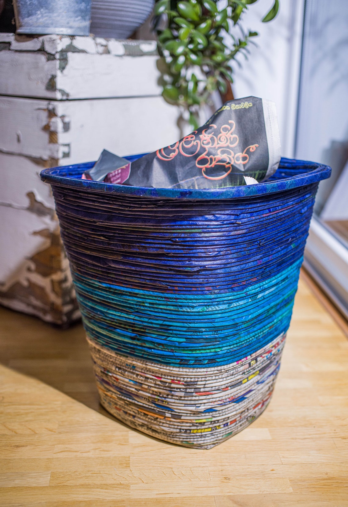 The sustainable waste paper basket made from recycled Etsy
