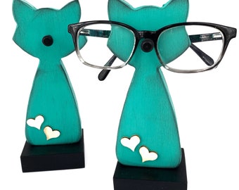 Support a lunettes, Porte-lunettes, chat, Aqua, cat, eyeglasses holder
