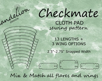 2.5"-2.75" Checkmate - Cloth Pad Pattern PDF - Full Bundle - 4"-16"