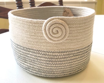 Rope Basket - Natural and Blue Ridge Gray